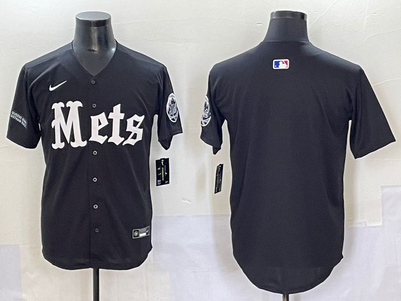 Men 2025 New York Mets Blank Black Five generations Joint Name Nike MLB Jersey style 4->new york mets->MLB Jersey
